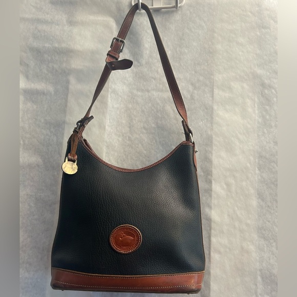 Dooney & Bourke Vintage Hobo Black and Tan Crossbody Shoulder Bag. F - Picture 5 of 12